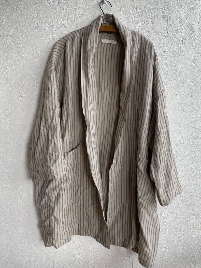 Metta Melbourne Kiko Haori Kimono 1589 Ticking Stripe Os